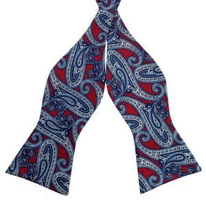 Daniel Cremieux Blue And Red Paisley 100% Silk Self Tie Bow Tie
